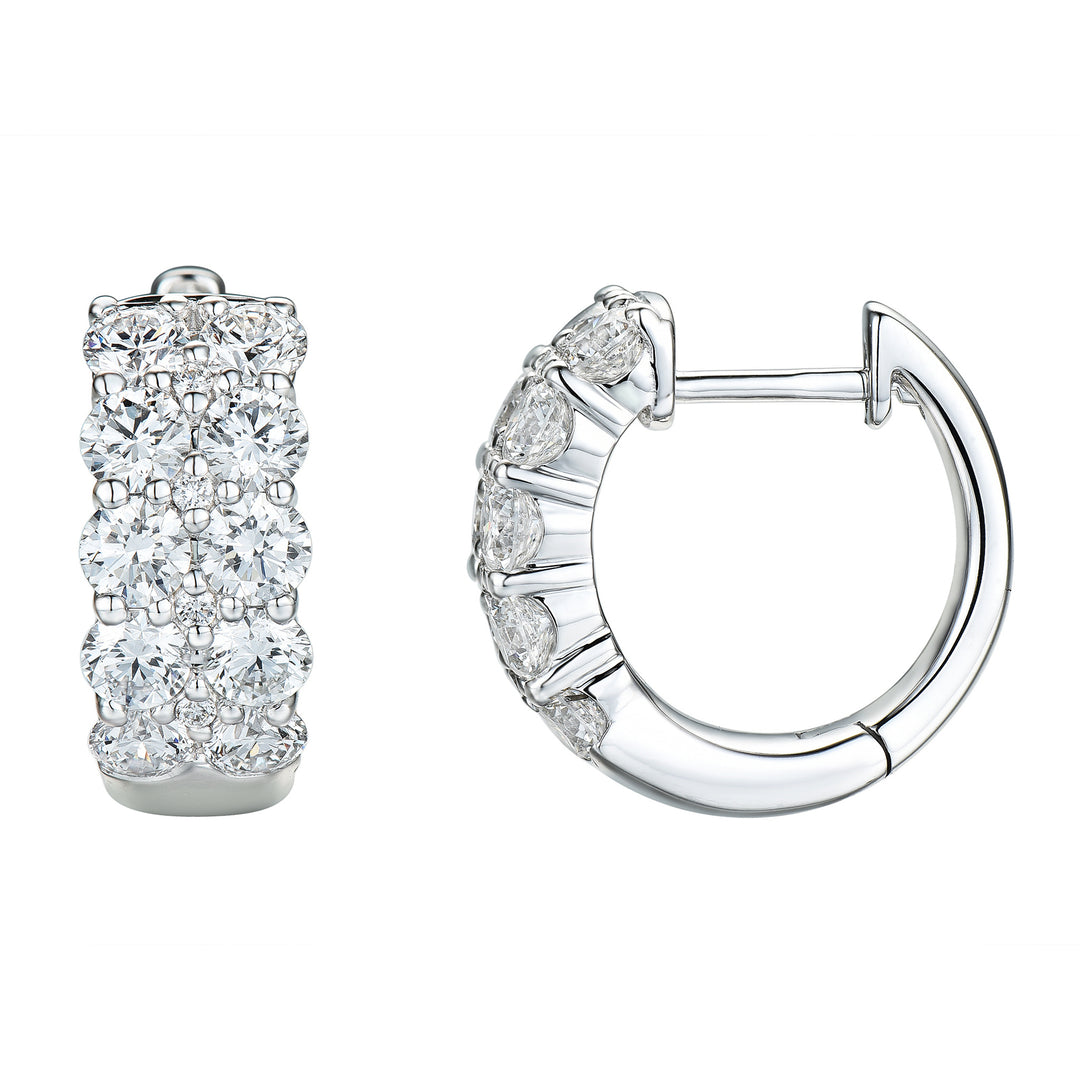 Novell Global - Two Row Diamond Hoop Earrings (2.50CTW - 14KT)