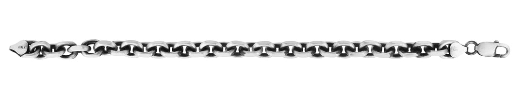 Silver 7.7mm Mens Gunmetal Anchor Chain Necklace