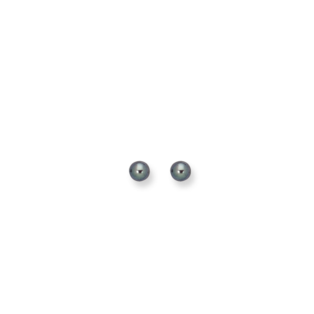 14K Gold 6MM Black Pearl Stud Earring
