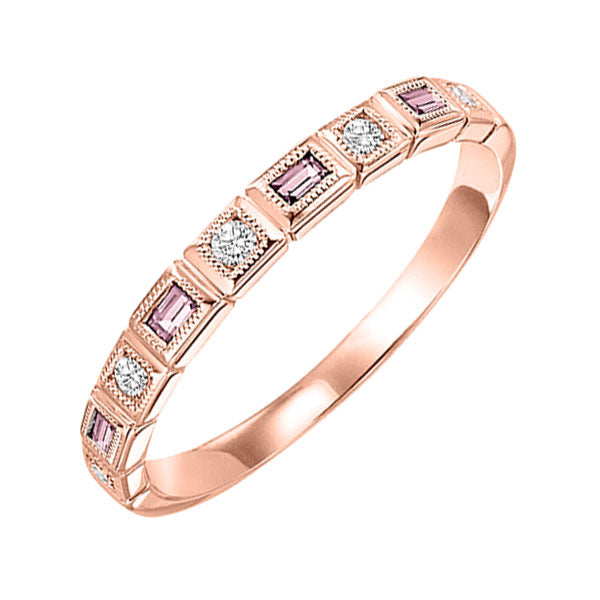 10Kt Rose Gold Diamond 1/10Ctw & Pink Tourmaline 1/7Ctw Ring