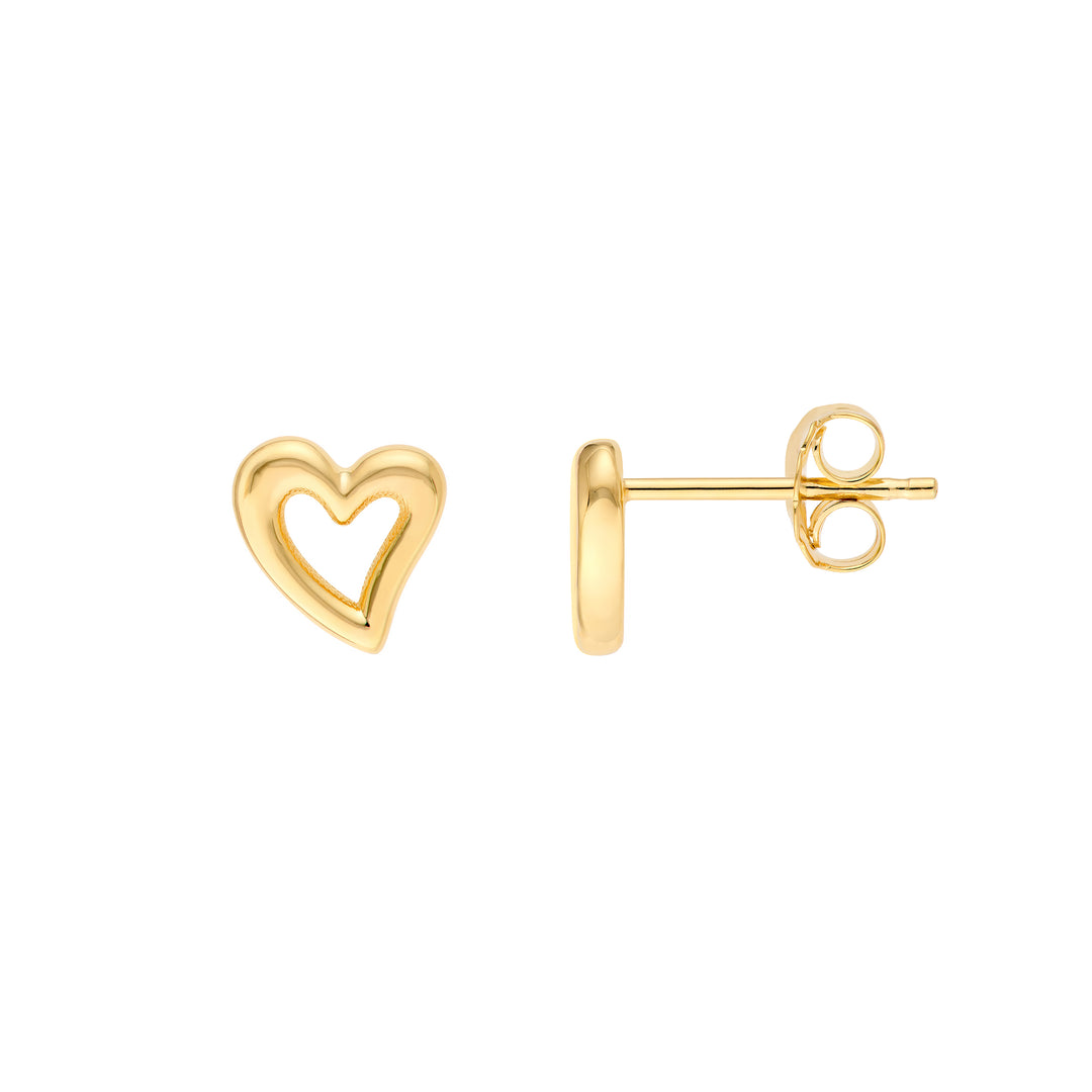 Small Open Heart Stud Earrings
