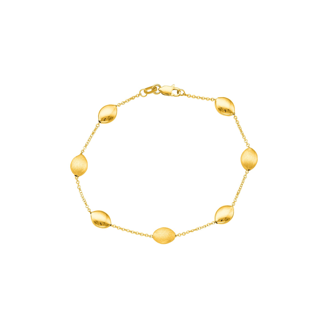 14K Tri-color Gold Satin Pebble Strand Necklace