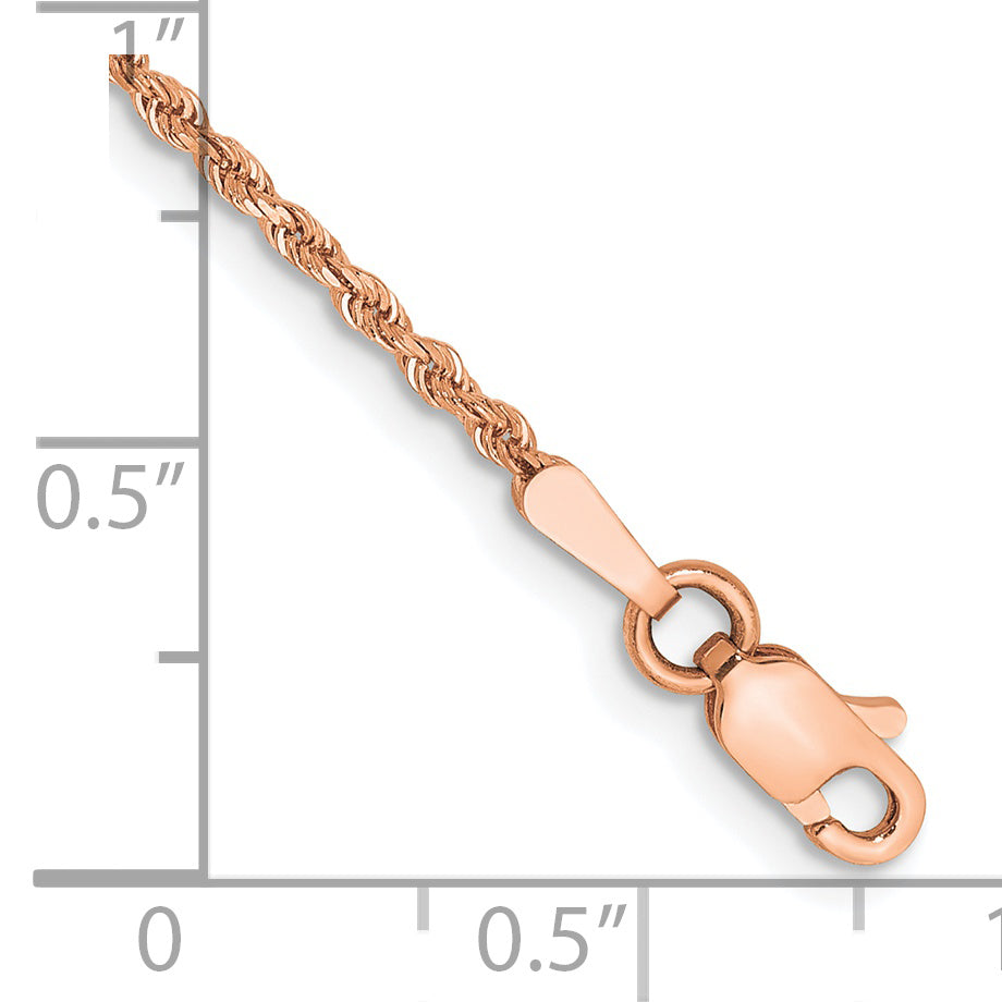 14k Rose Gold 1.5mm Diamond-cut Rope Chain