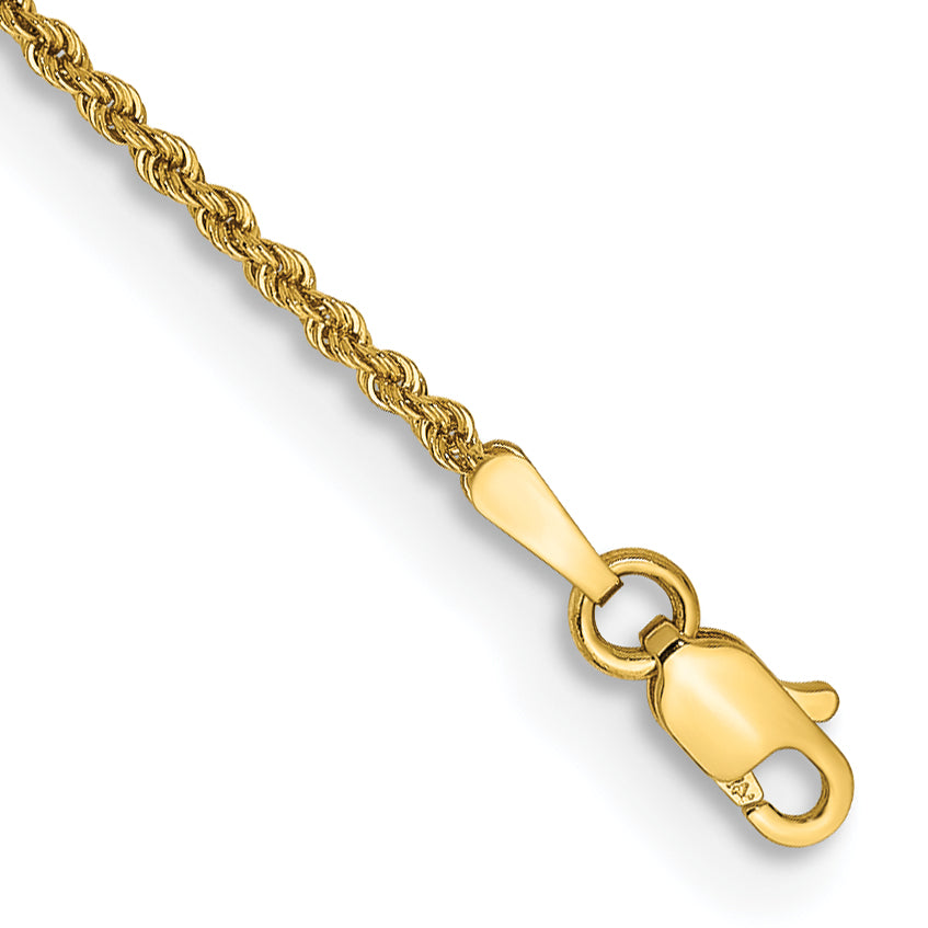 14k 1.5mm Solid Rope Chain Anklet