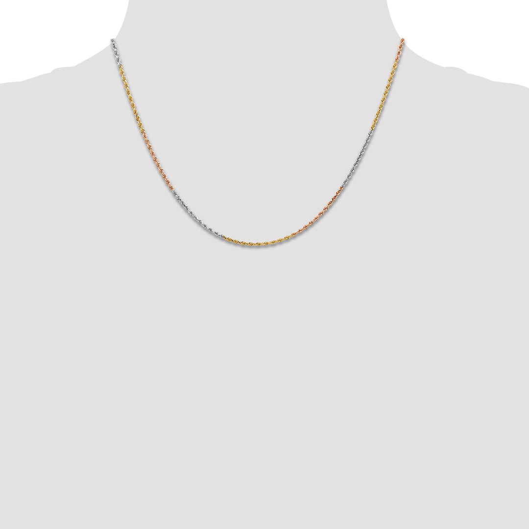 14k Tri-color 1.5mm Diamond-cut Rope Chain