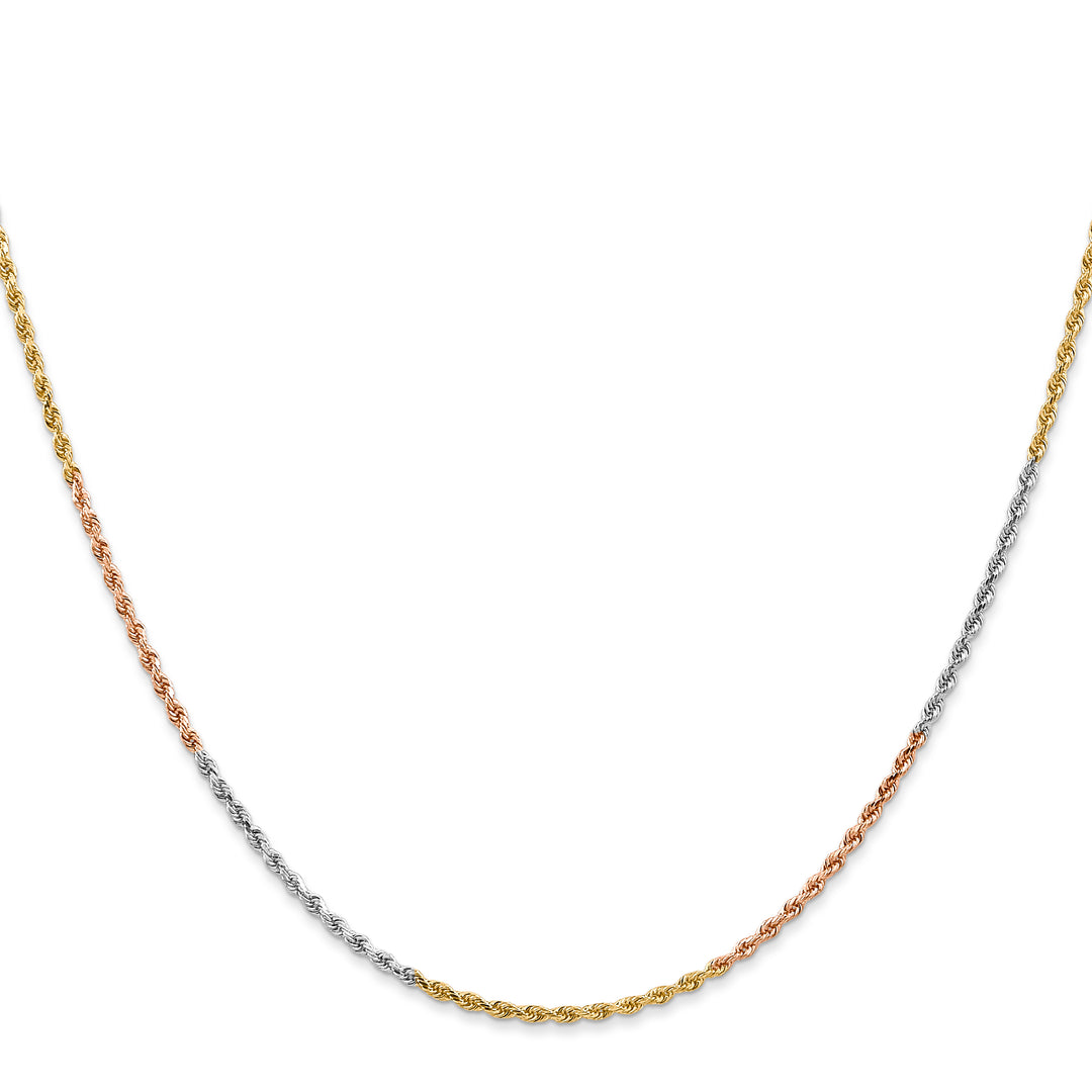 14k Tri-color 1.5mm Diamond-cut Rope Chain