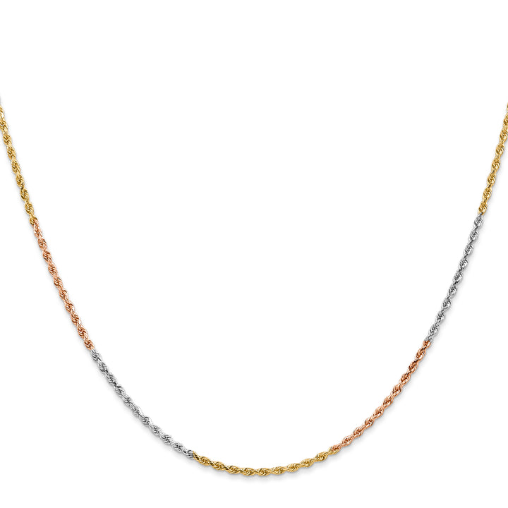 14k Tri-color 1.5mm Diamond-cut Rope Chain