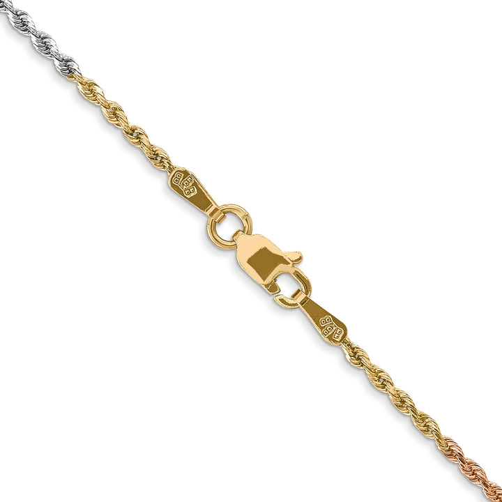 14k Tri-color 1.5mm Diamond-cut Rope Chain