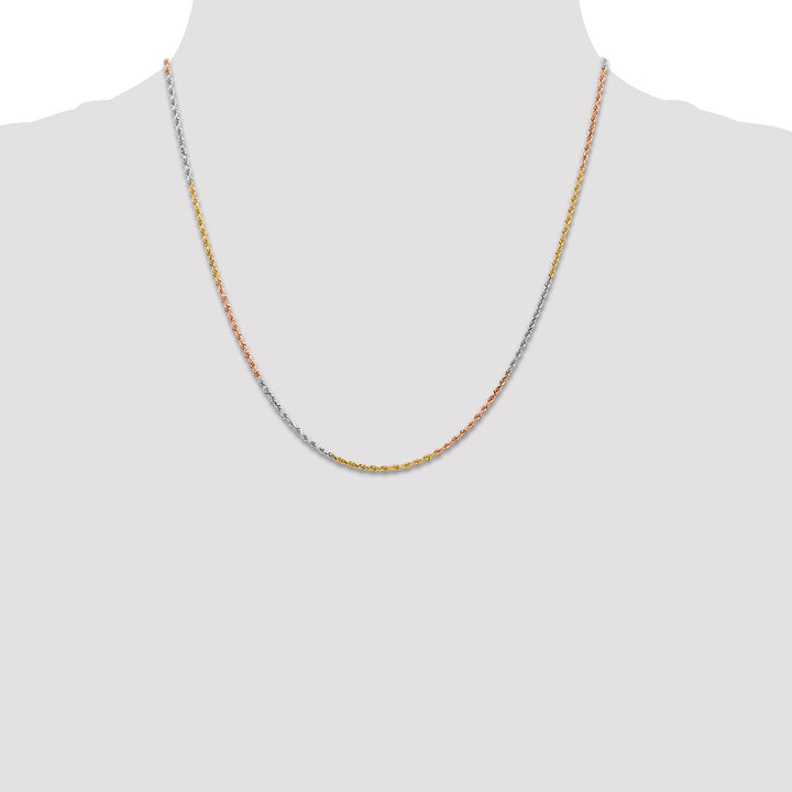 14k Tri-color 1.5mm Diamond-cut Rope Chain
