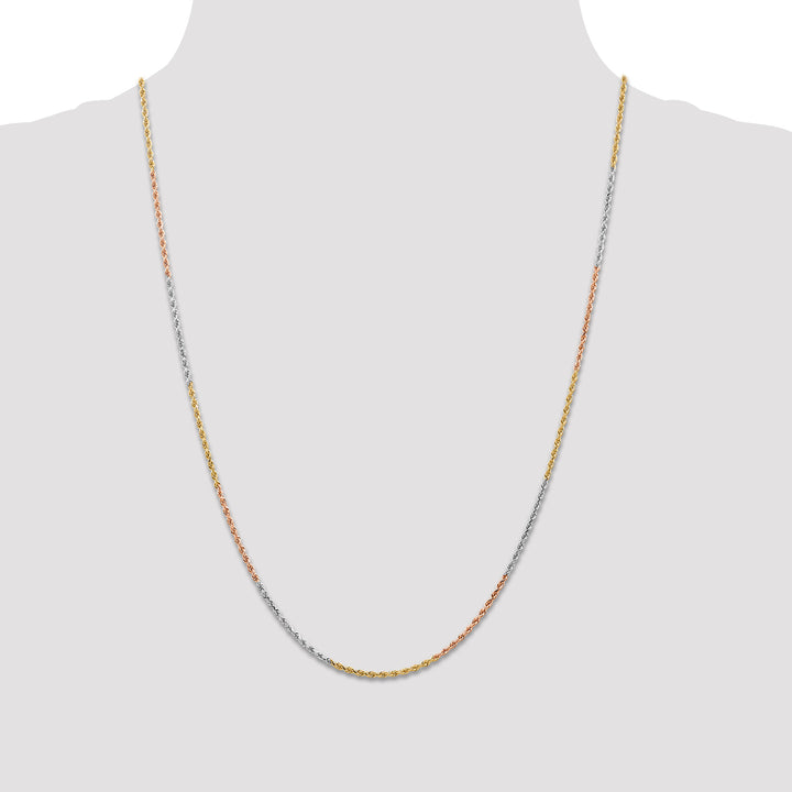 14k Tri-color 1.5mm Diamond-cut Rope Chain