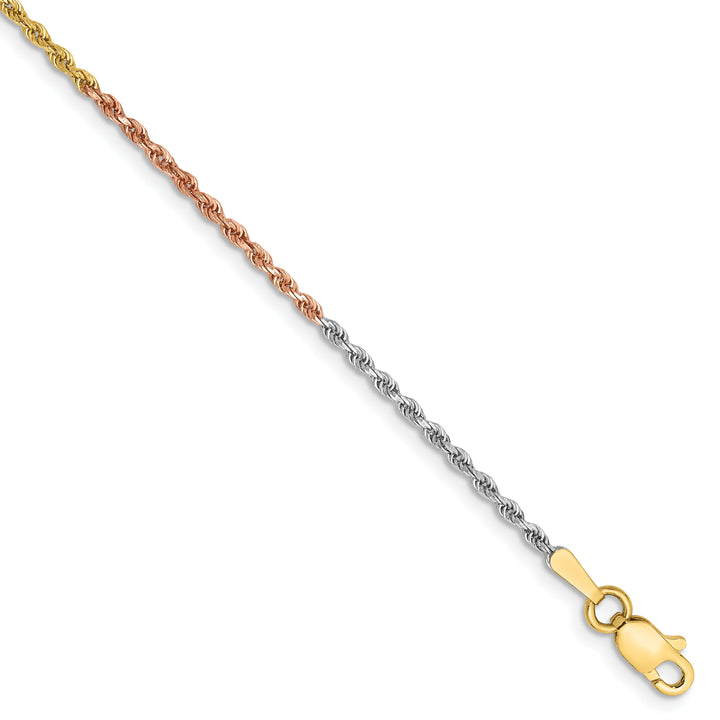 14k Tri-color 1.5mm Diamond-cut Rope Chain