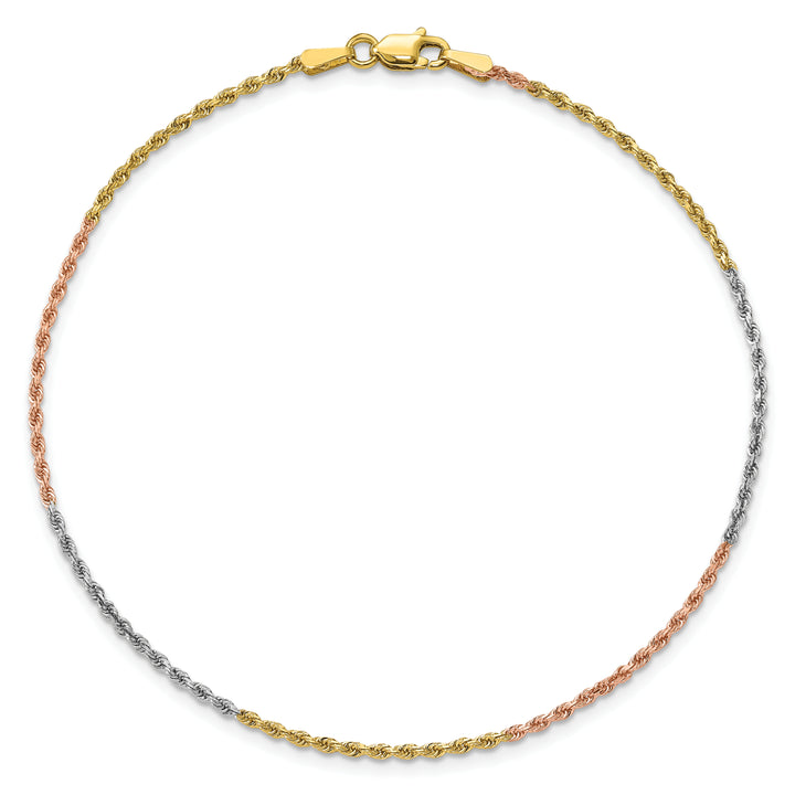 14k Tri-color 1.5mm Diamond-cut Rope Chain