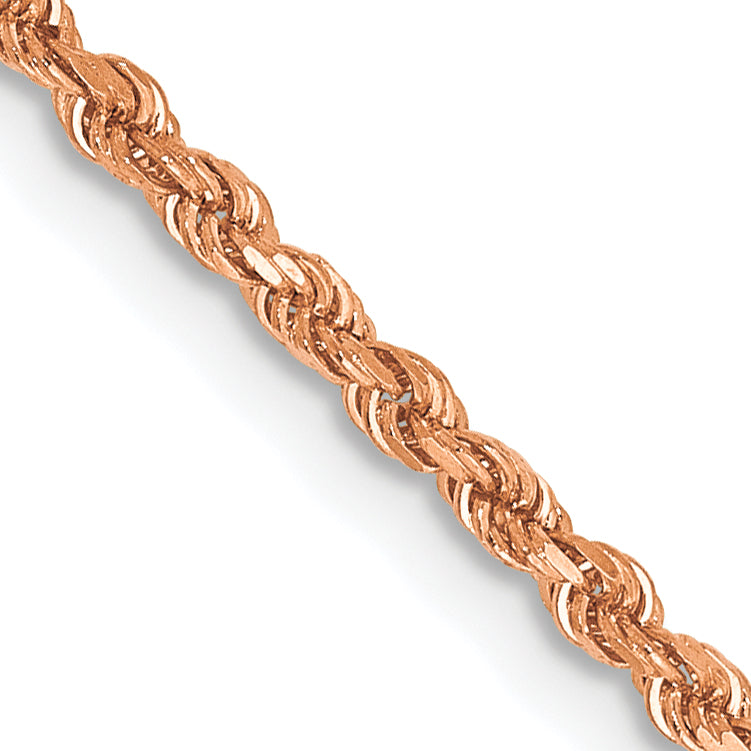14k Rose Gold 1.75mm Diamond-cut Rope Chain