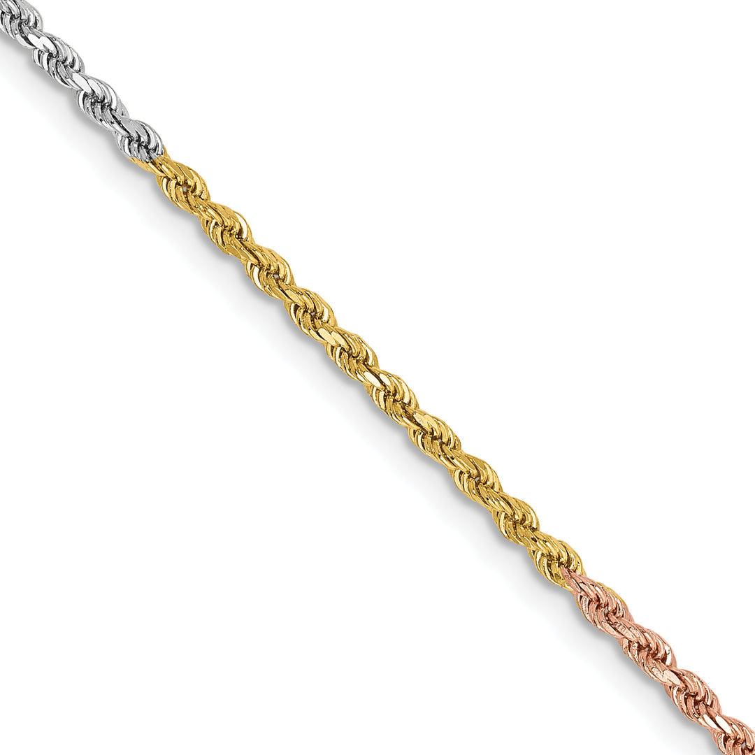 14k Tri-color 1.75mm Diamond-cut Rope Chain