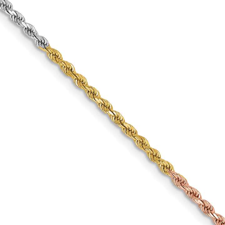14k Tri-color 1.75mm Diamond-cut Rope Chain