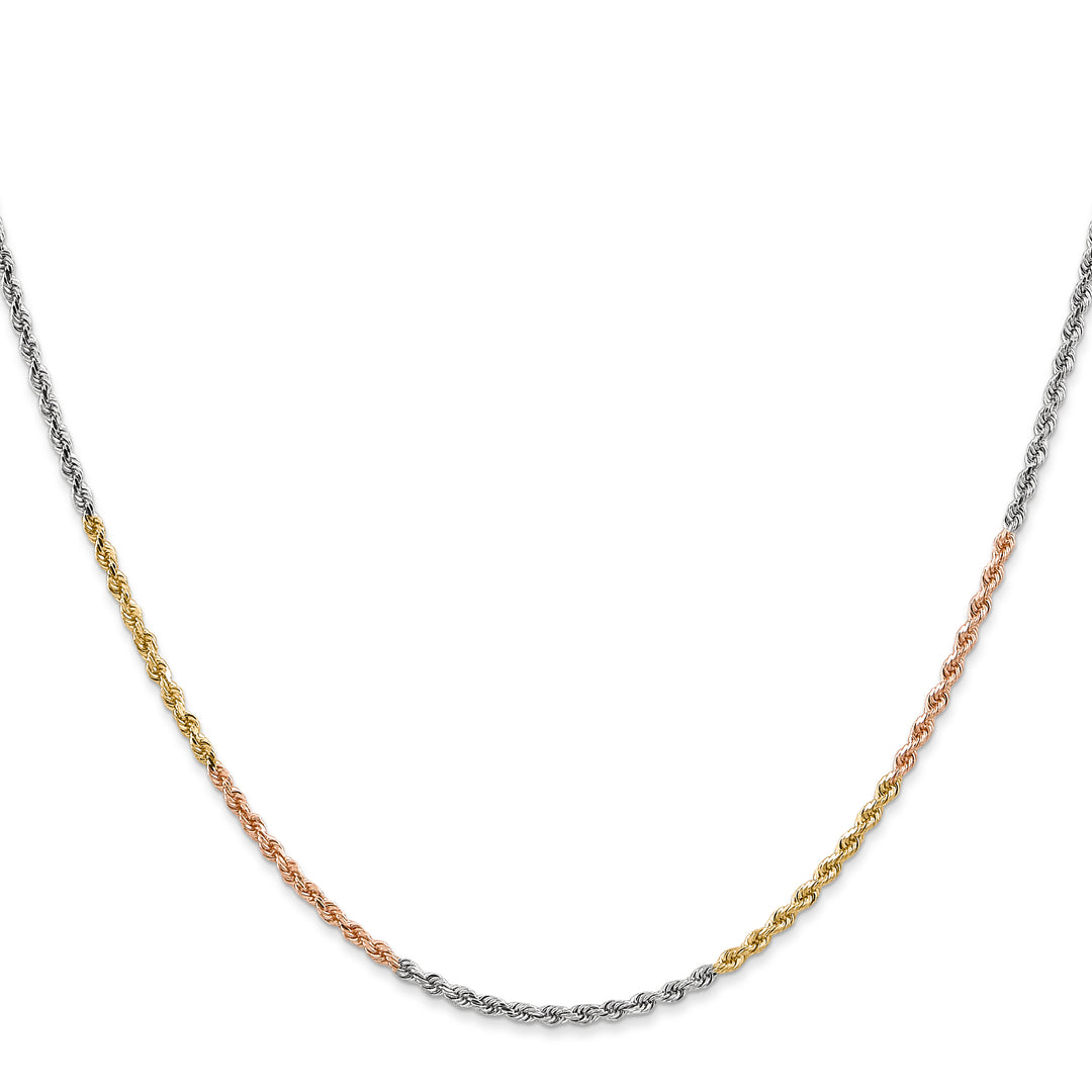 14k Tri-color 1.75mm Diamond-cut Rope Chain