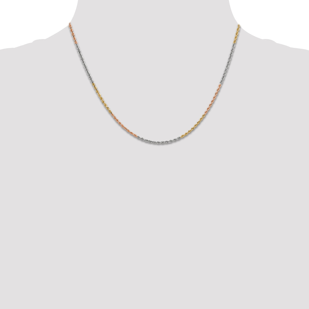 14k Tri-color 1.75mm Diamond-cut Rope Chain