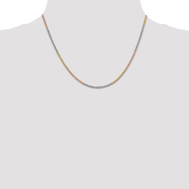 14k Tri-color 1.75mm Diamond-cut Rope Chain