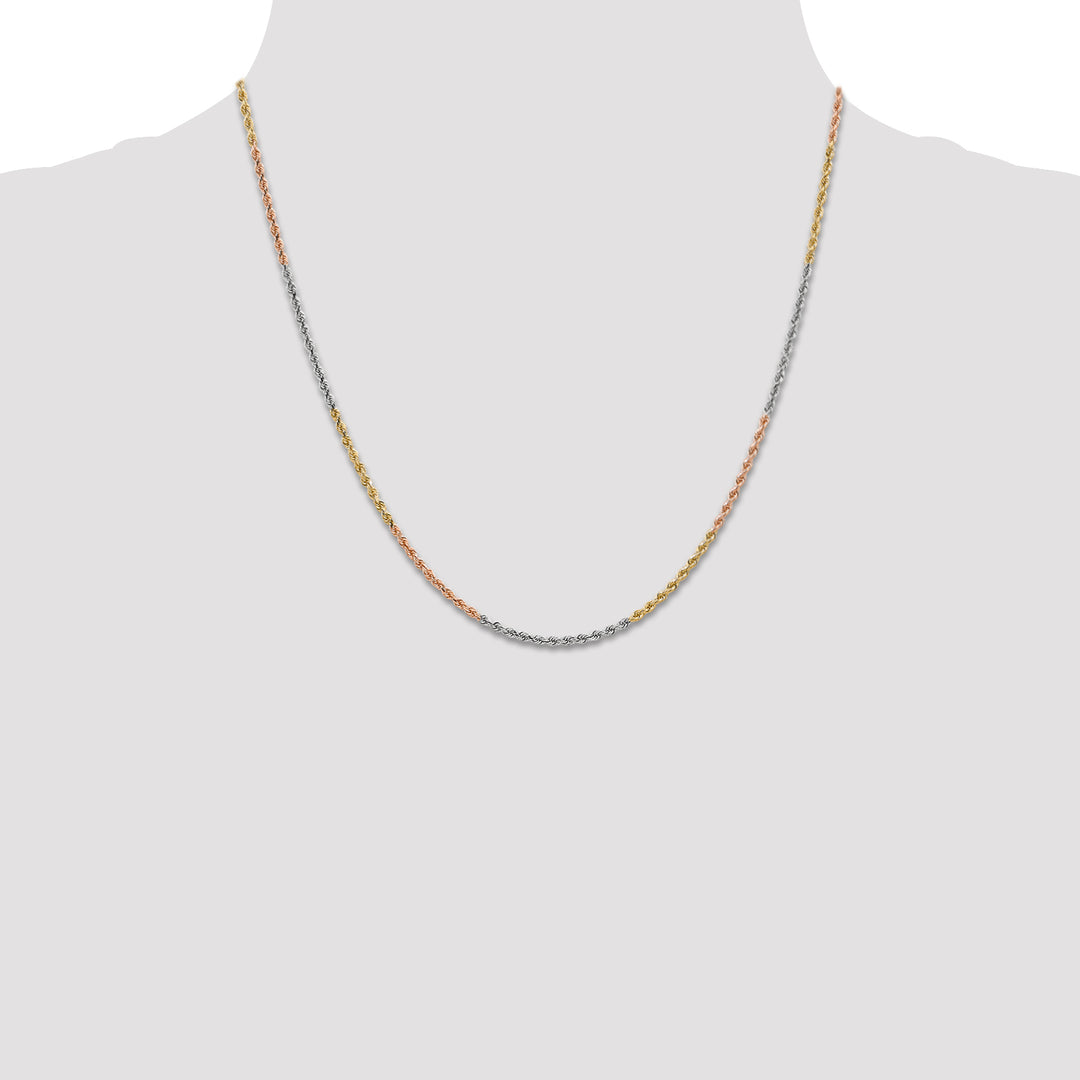14k Tri-color 1.75mm Diamond-cut Rope Chain