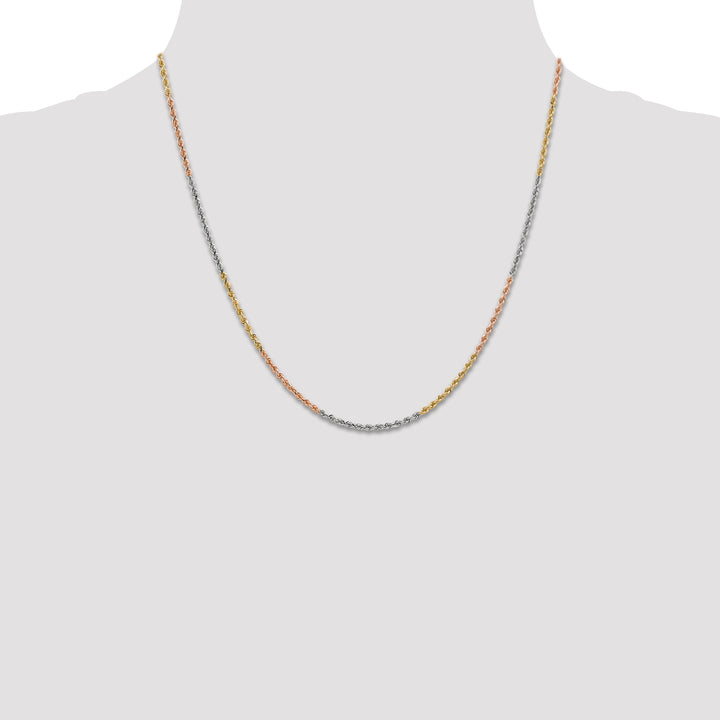 14k Tri-color 1.75mm Diamond-cut Rope Chain