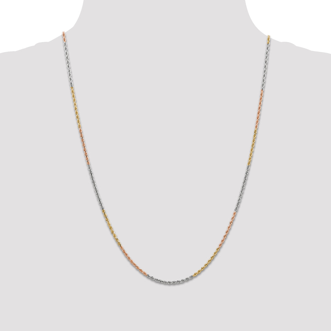 14k Tri-color 1.75mm Diamond-cut Rope Chain