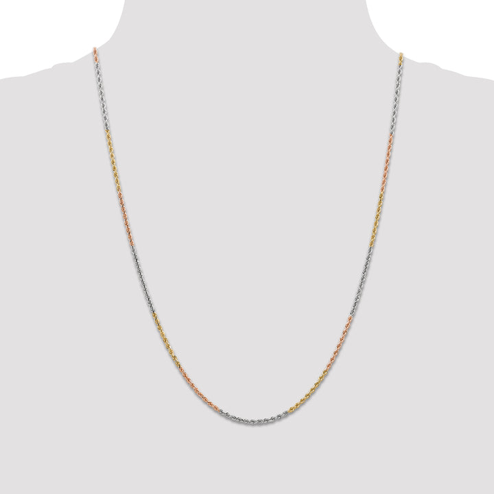 14k Tri-color 1.75mm Diamond-cut Rope Chain