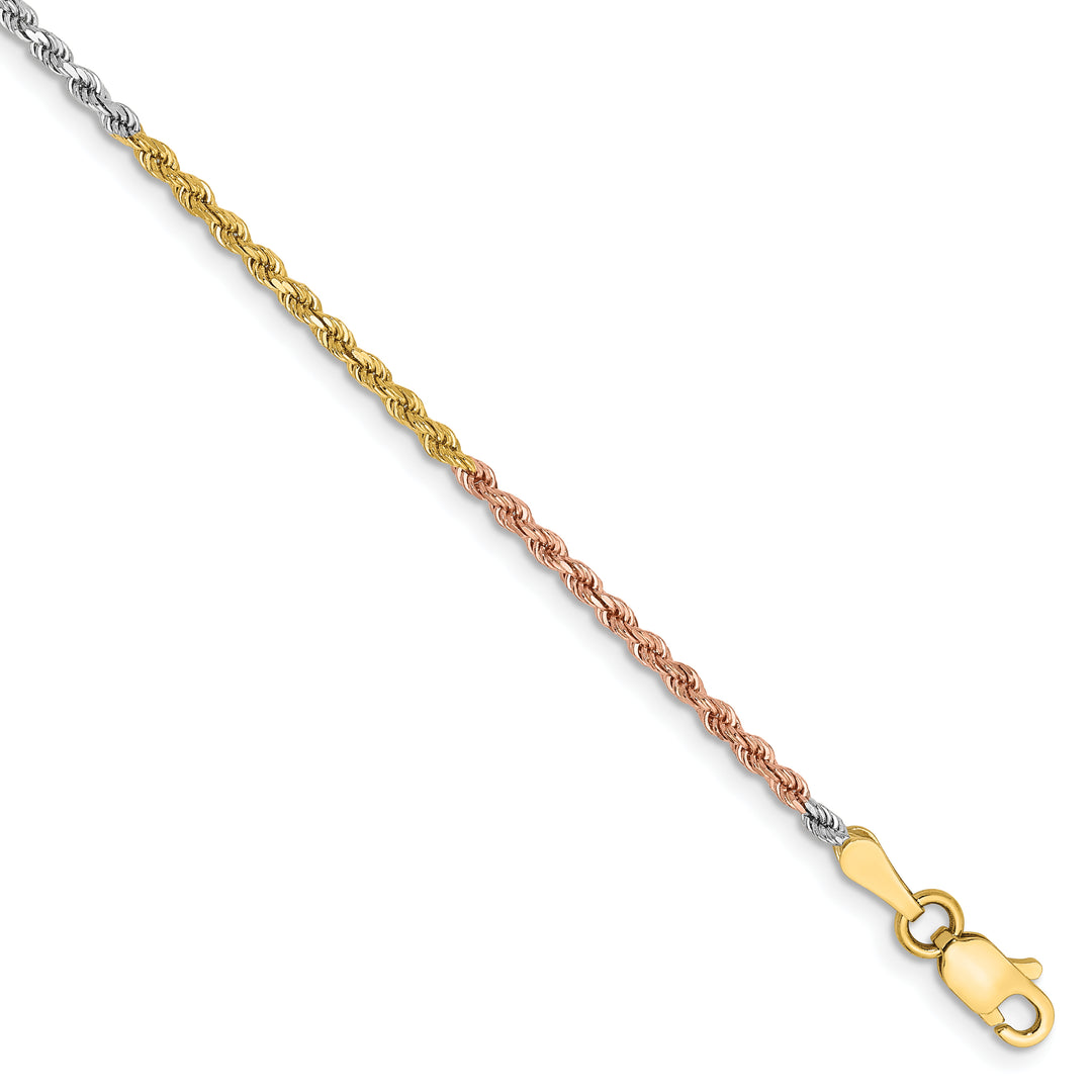 14k Tri-color 1.75mm Diamond-cut Rope Chain