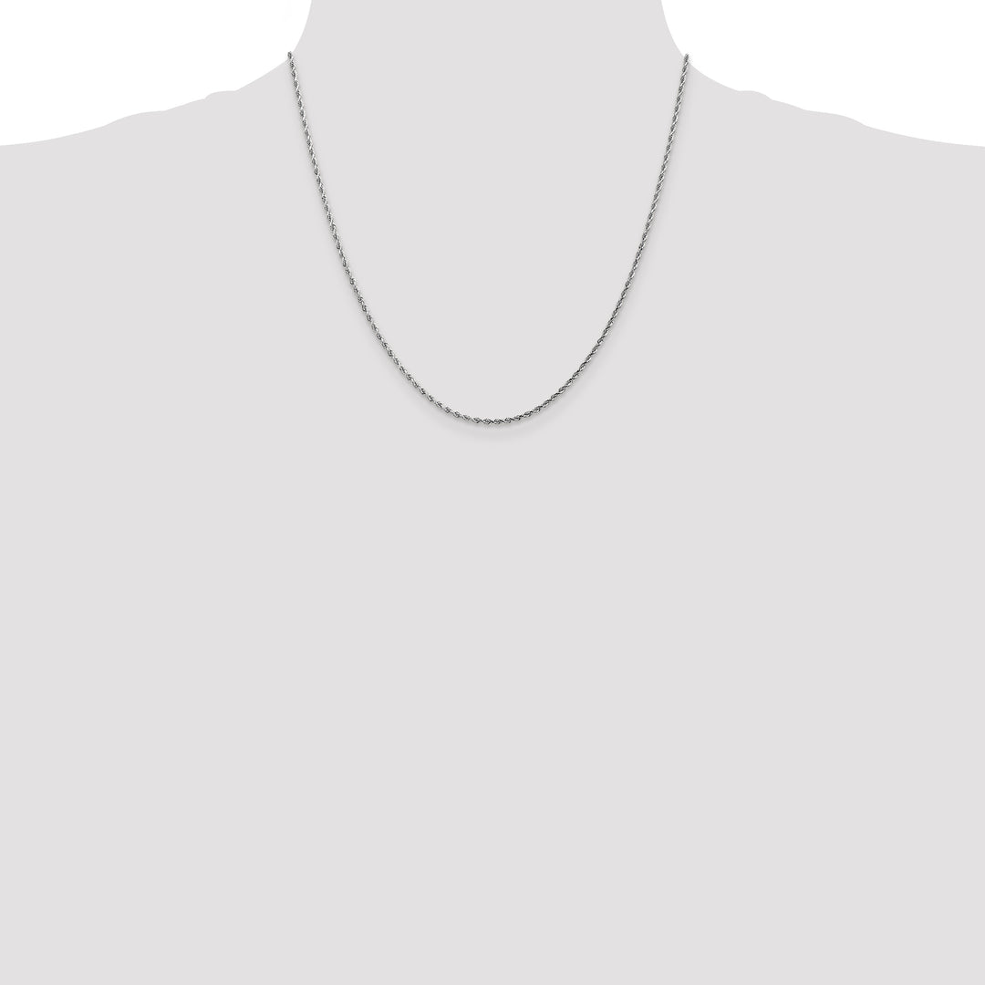 14k White Gold 1.75mm Diamond-cut Rope Chain