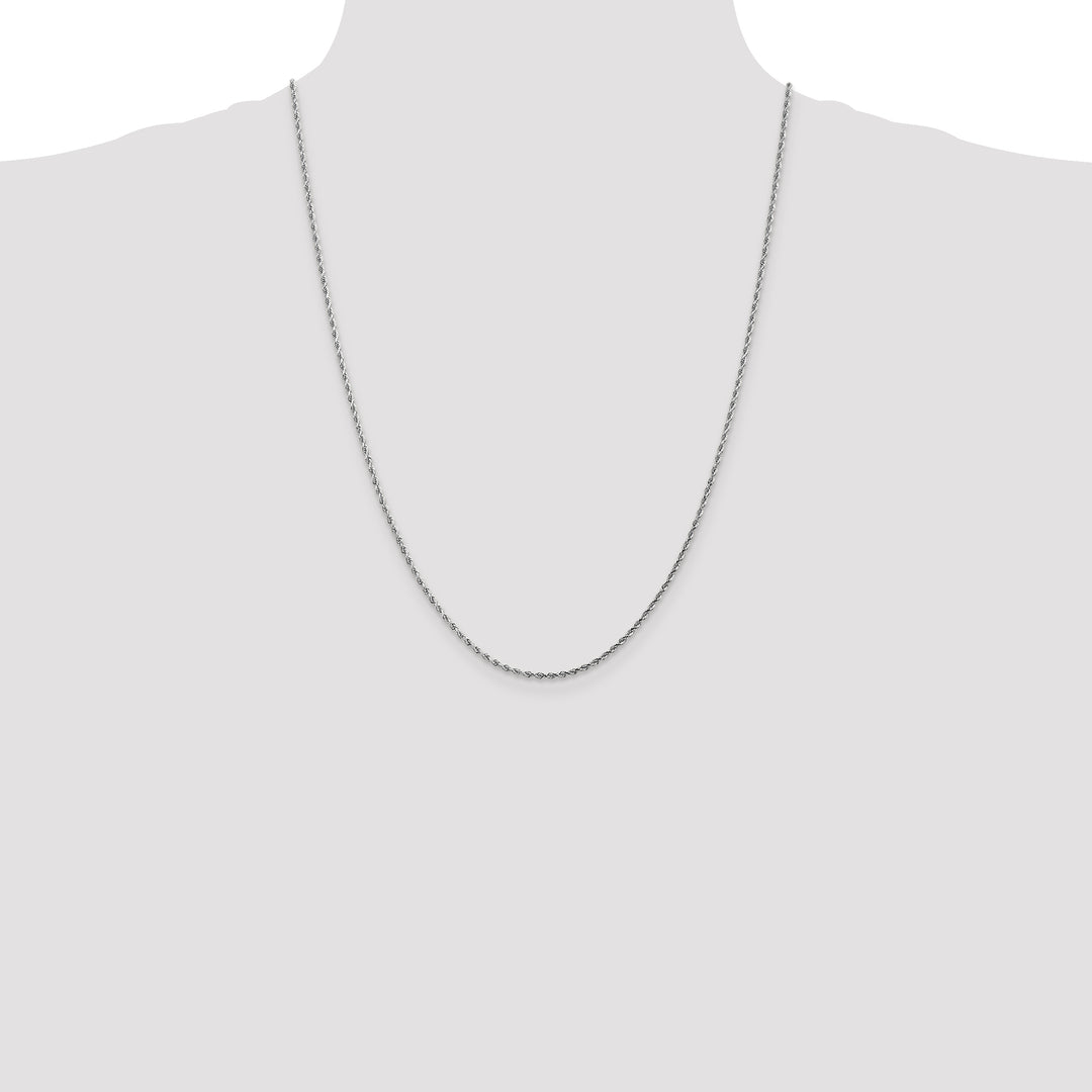 14k White Gold 1.75mm Diamond-cut Rope Chain