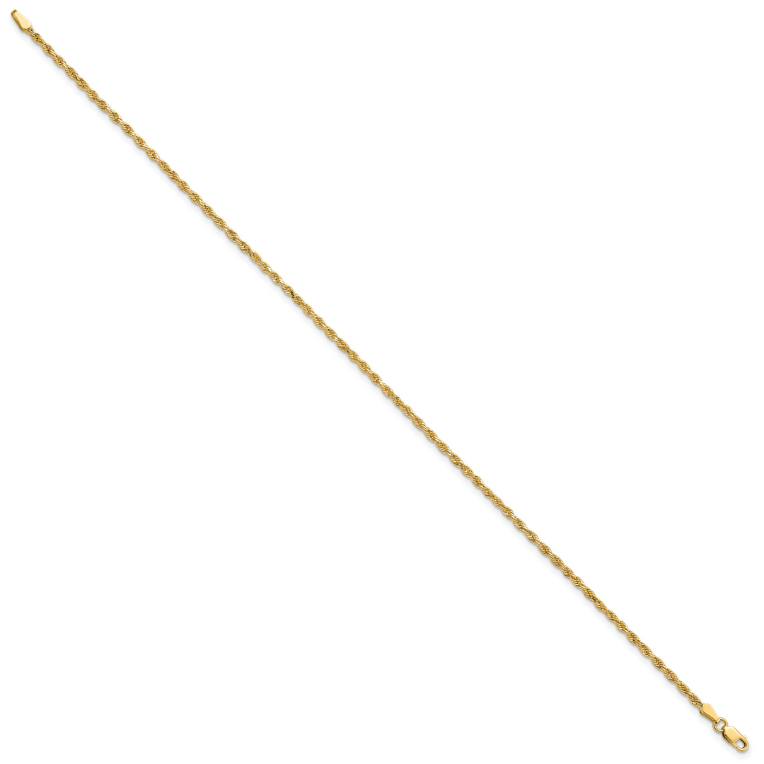 14k 2.0mm Diamond-cut Rope Chain Anklet