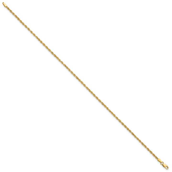 14k 2.0mm Diamond-cut Rope Chain Anklet