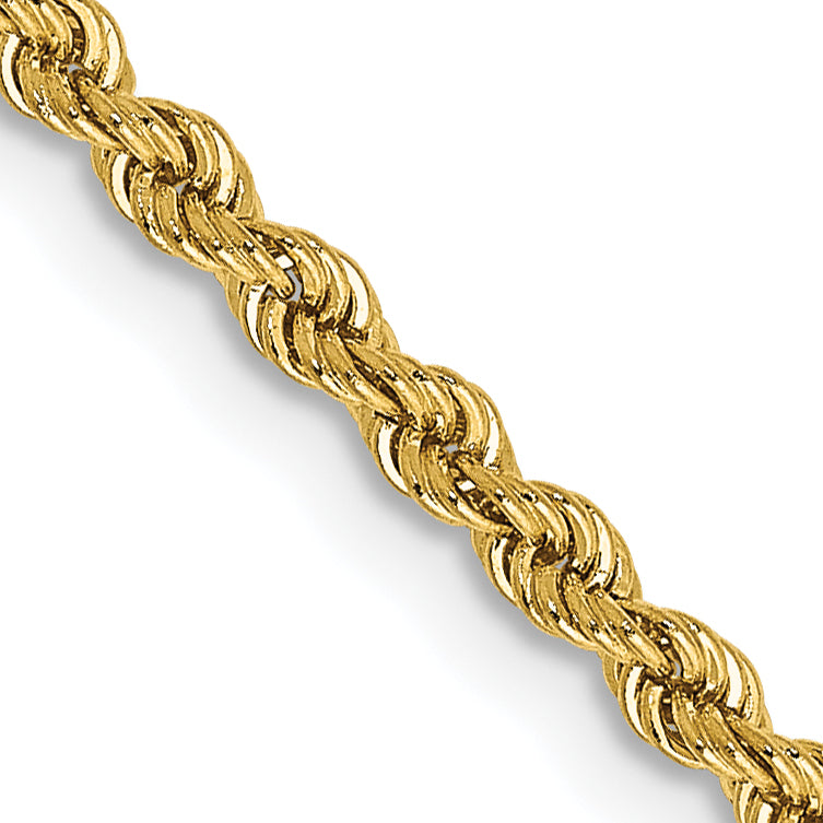 14k 2.25mm Solid Rope Chain