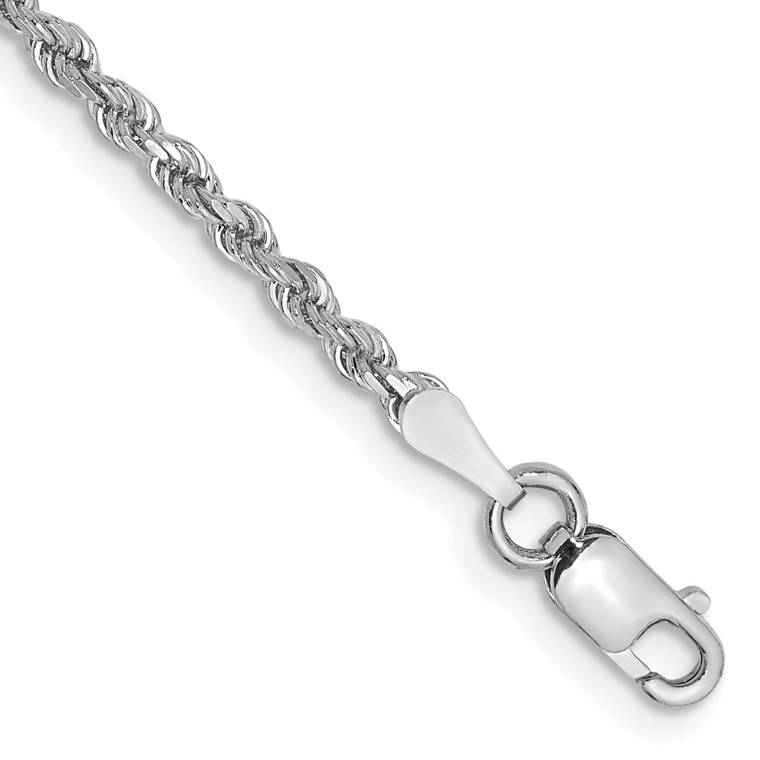 14k White Gold 2.0mm Diamond-cut Rope Chain Anklet