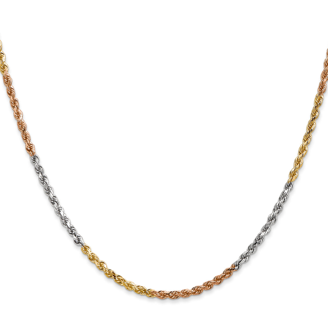 14k Tri-color 2.5mm Diamond-cut Rope Chain