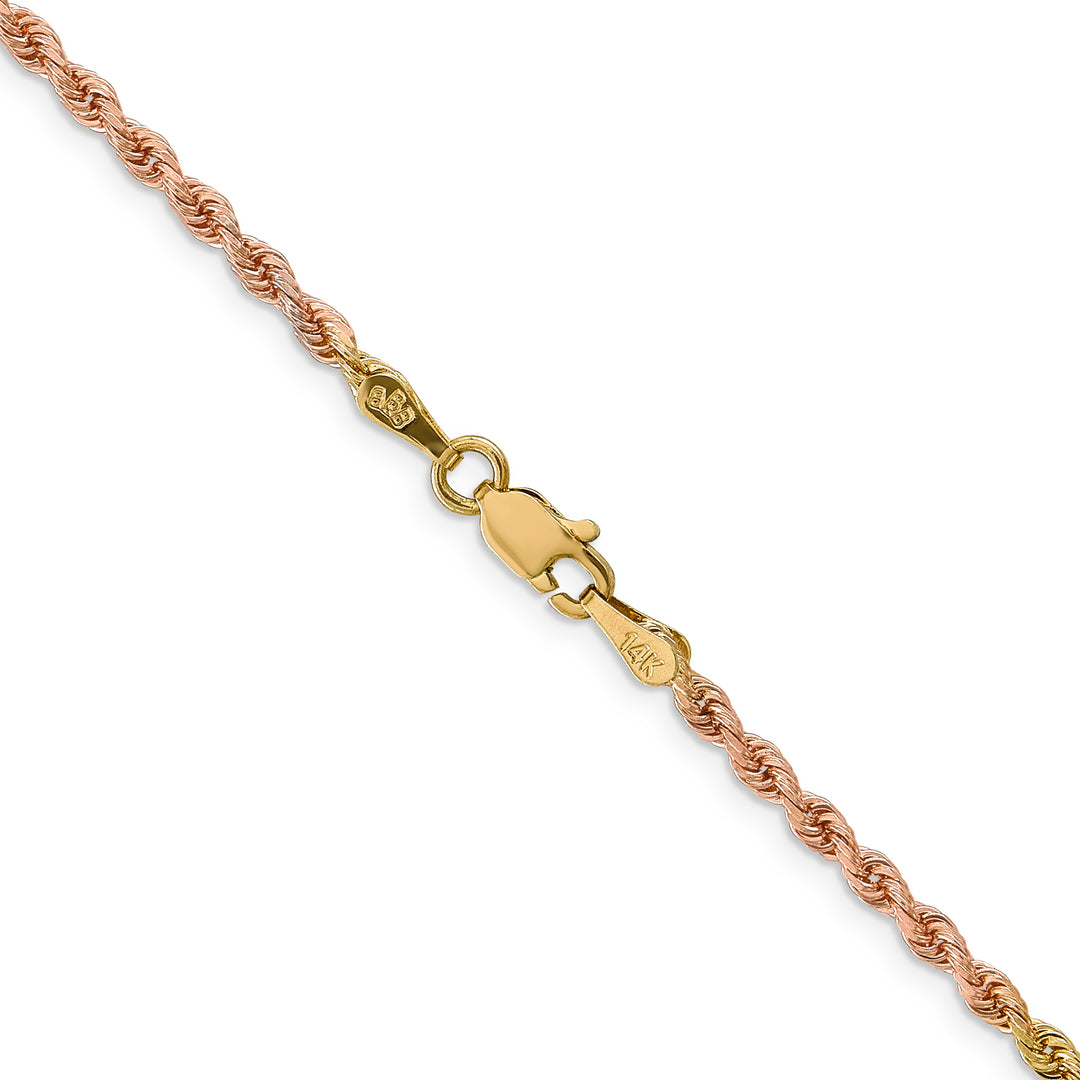 14k Tri-color 2.5mm Diamond-cut Rope Chain