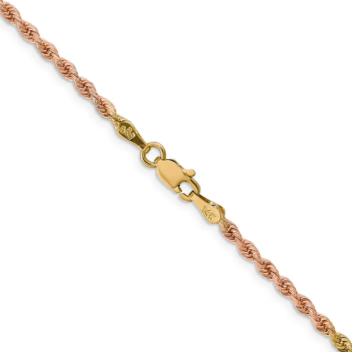 14k Tri-color 2.5mm Diamond-cut Rope Chain