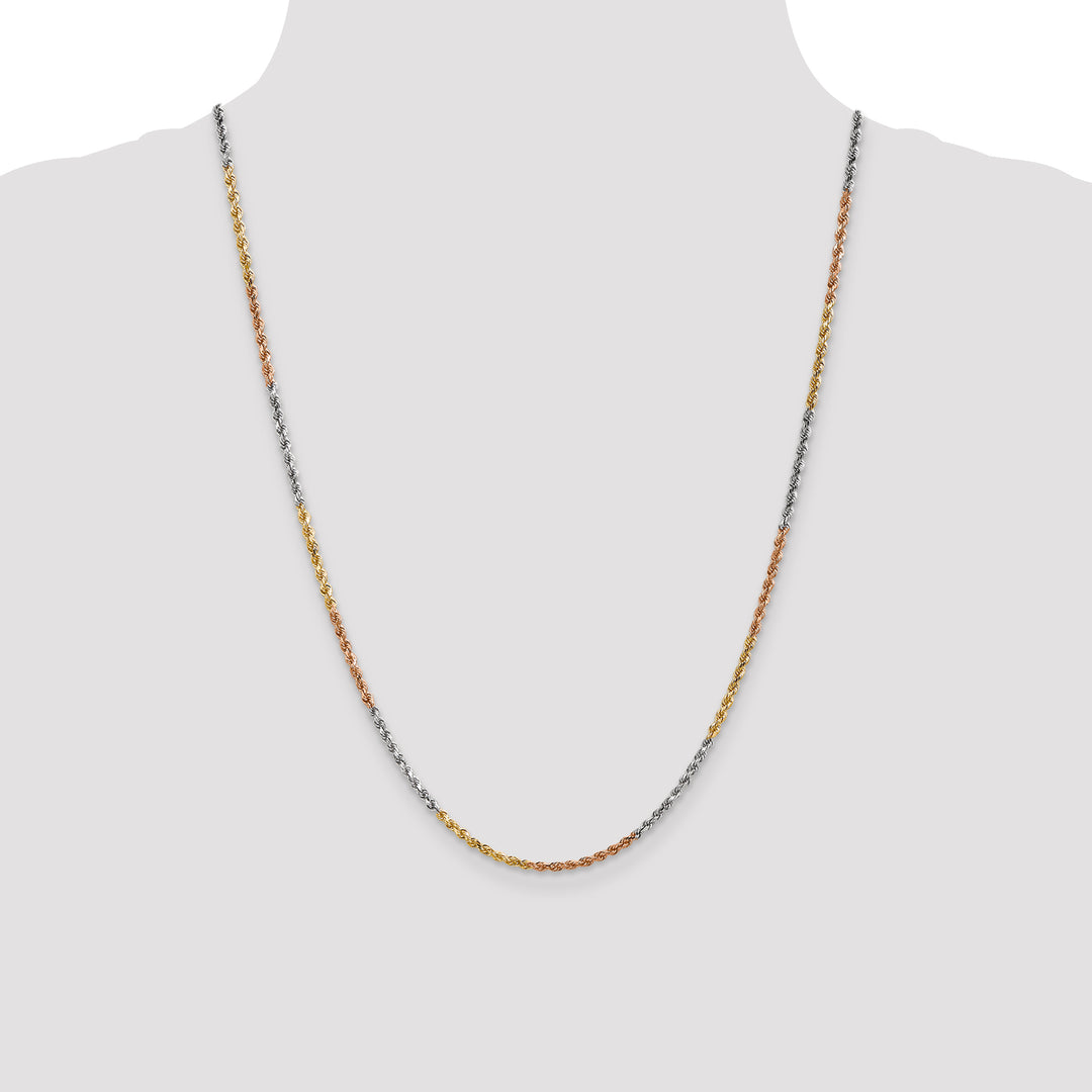 14k Tri-color 2.5mm Diamond-cut Rope Chain