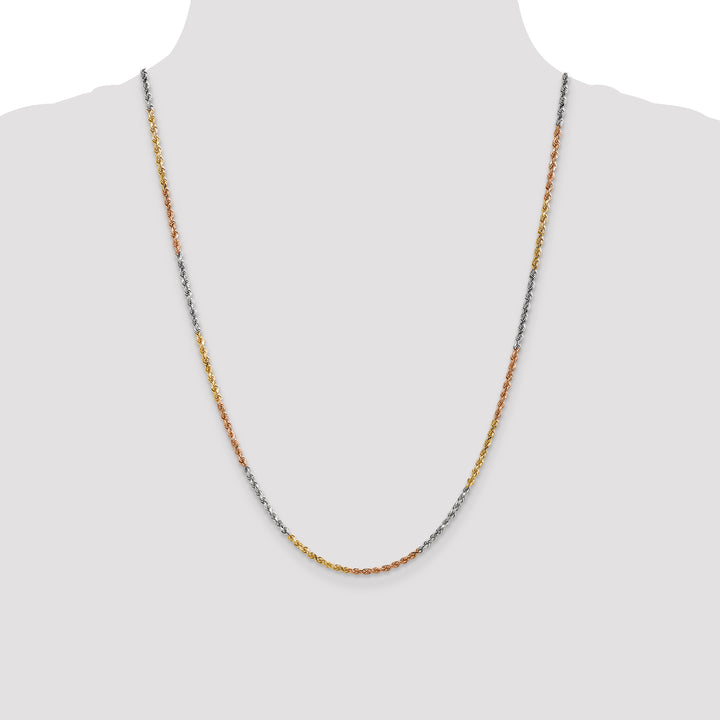 14k Tri-color 2.5mm Diamond-cut Rope Chain