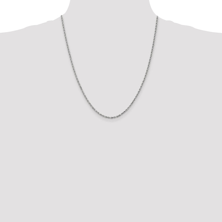 14k White Gold 2.25mm Diamond-cut Rope Chain