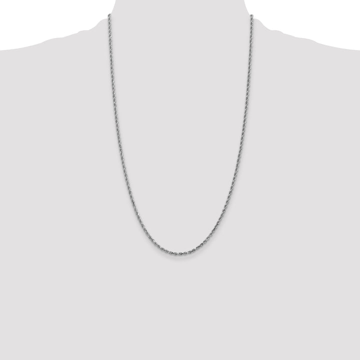 14k White Gold 2.25mm Diamond-cut Rope Chain