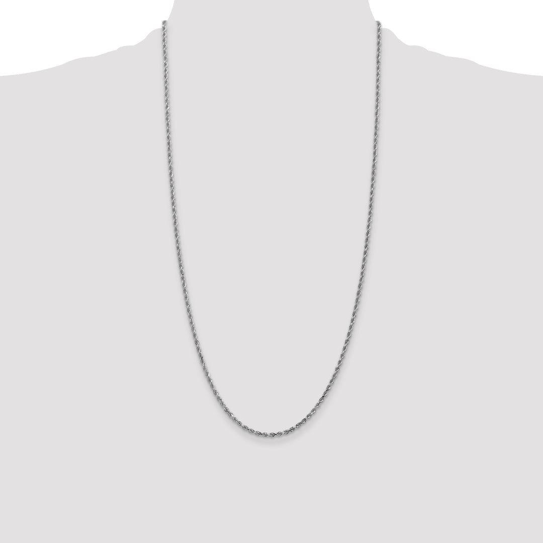 14k White Gold 2.25mm Diamond-cut Rope Chain