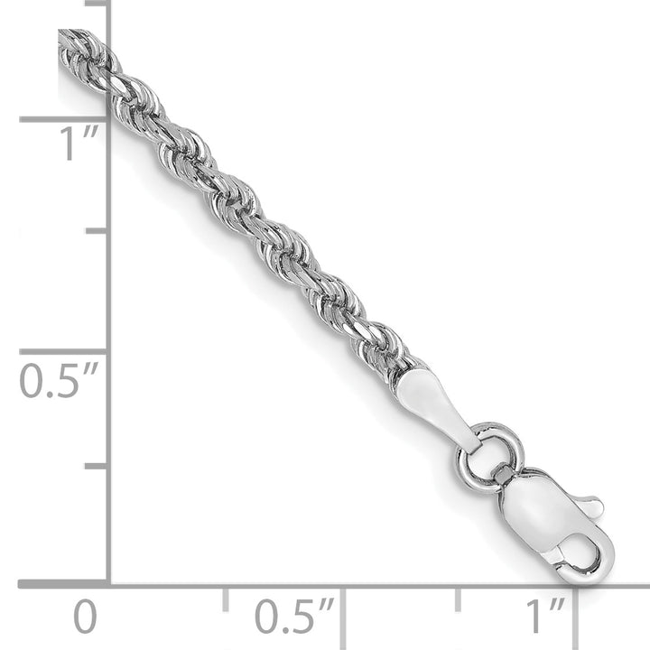 14k White Gold 2.25mm Diamond-cut Rope Chain