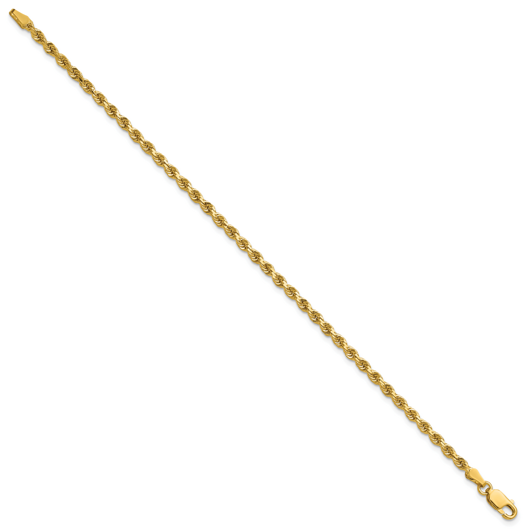 14k 2.75mm Diamond-cut Rope Chain Anklet