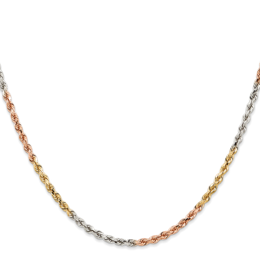14k Tri-color 2.75mm Diamond-cut Rope Chain