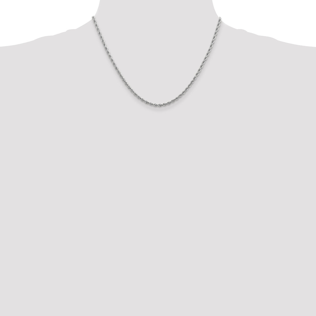 14k White Gold 2.75mm Diamond-cut Rope Chain