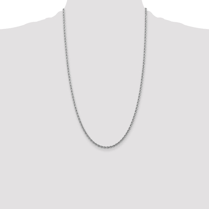 14k White Gold 2.75mm Diamond-cut Rope Chain