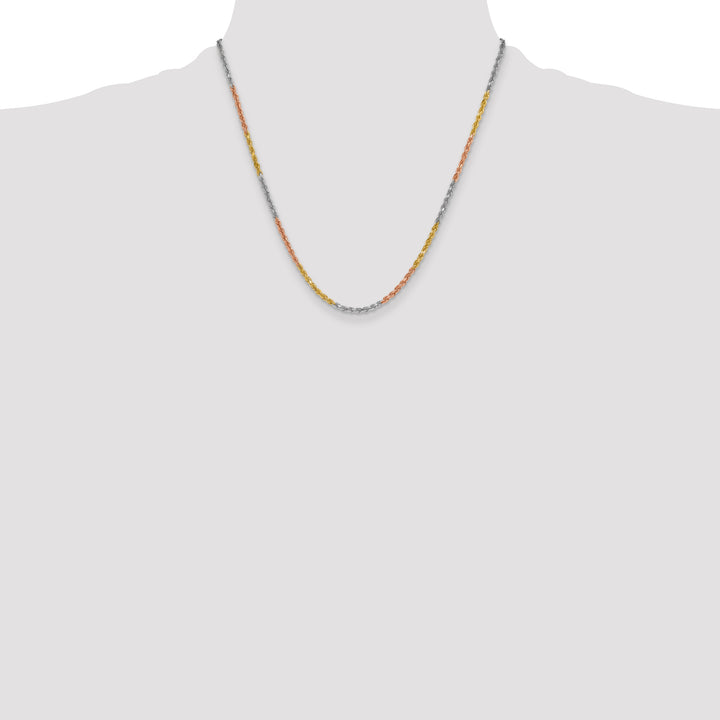 14k Tri-color 3.0mm Diamond-cut Rope Chain