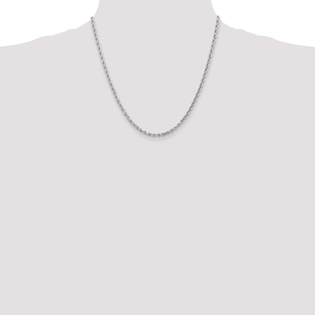 14k White Gold 3.0mm Diamond-cut Rope Chain