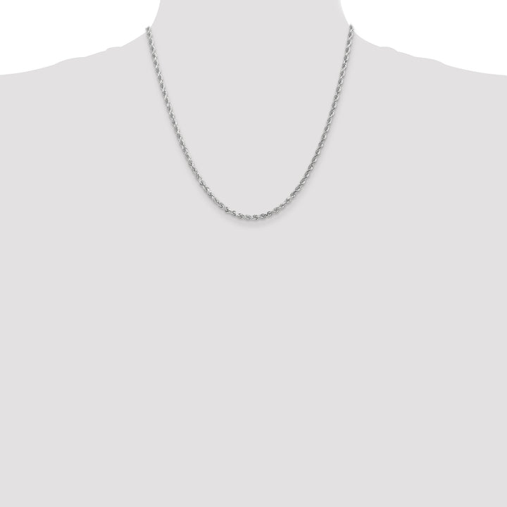 14k White Gold 3.0mm Diamond-cut Rope Chain