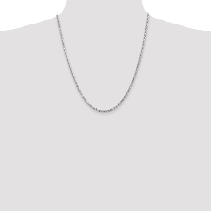 14k White Gold 3.0mm Diamond-cut Rope Chain
